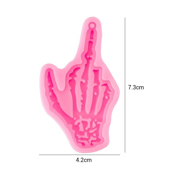 Formă din silicon roz gestul mâinii cu degetul în sus 8 × 5,5 cm pentru rășină, brelocuri și decorațiuni 2