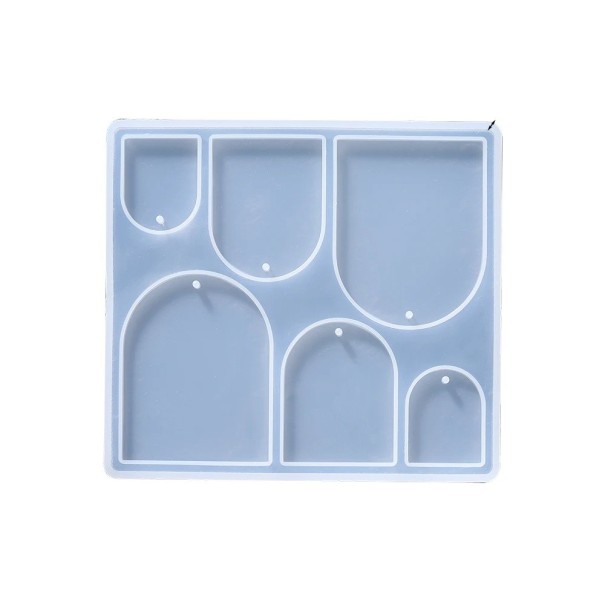 Forma in silicone 10,8 x 9,9 cm Pendentivi ad arco Stampino per resina con fori per anello Creazione di gioielli orecchini portachiavi 1