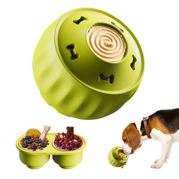 Forma in silicone interattiva per snack per cani 6,8 x 7,9 x 7,9 cm pallina 7,4 x 5,2 x 14 cm vassoio Set 2 pz Forma per snack congelati 1