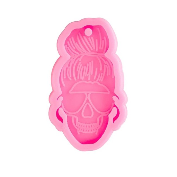 Forma in silicone rosa a forma di teschio 8 cm per resina, pendenti, gioielli, portachiavi e decorazioni creative 1