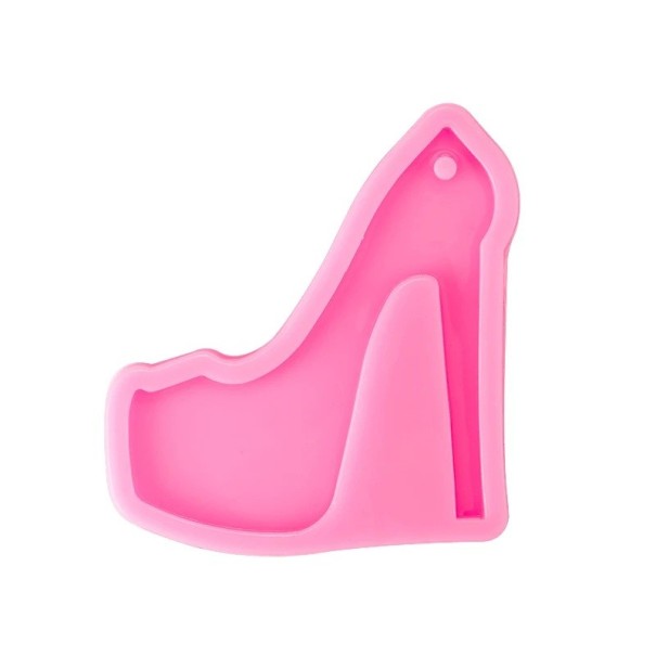 Forma in silicone rosa per resina 8 × 7,7 cm Forma a forma di scarpa con tacco Forma in silicone per gioielli e ciondoli 1