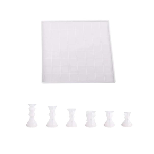 Forme in silicone per resina scacchi figure e tavola da gioco 31,5 x 31,5 cm produzione del proprio set di scacchi 1