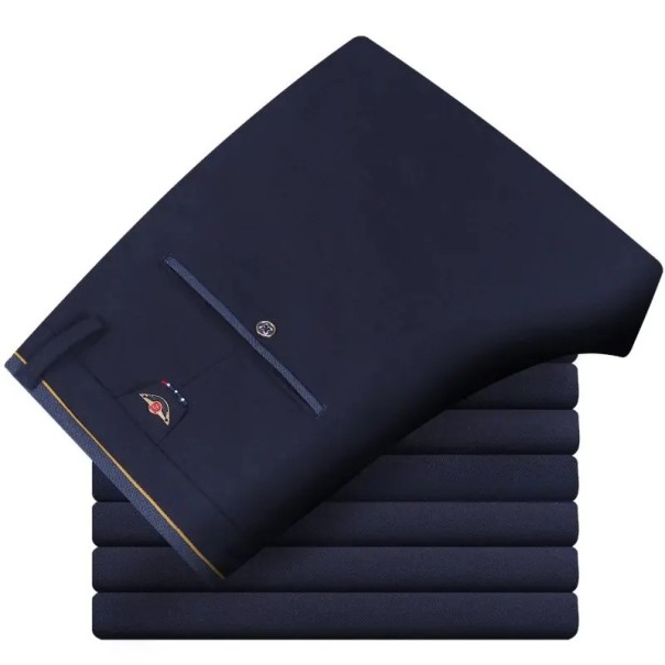Formelle Herrenhose mit elastischem Bund und geradem Schnitt Elegante formelle Hose für die Arbeit und formelle Anlässe Angenehmes Material blau 29