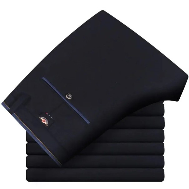 Formelle Herrenhose mit elastischem Bund und geradem Schnitt Elegante formelle Hose für die Arbeit und formelle Anlässe Angenehmes Material schwarz 34