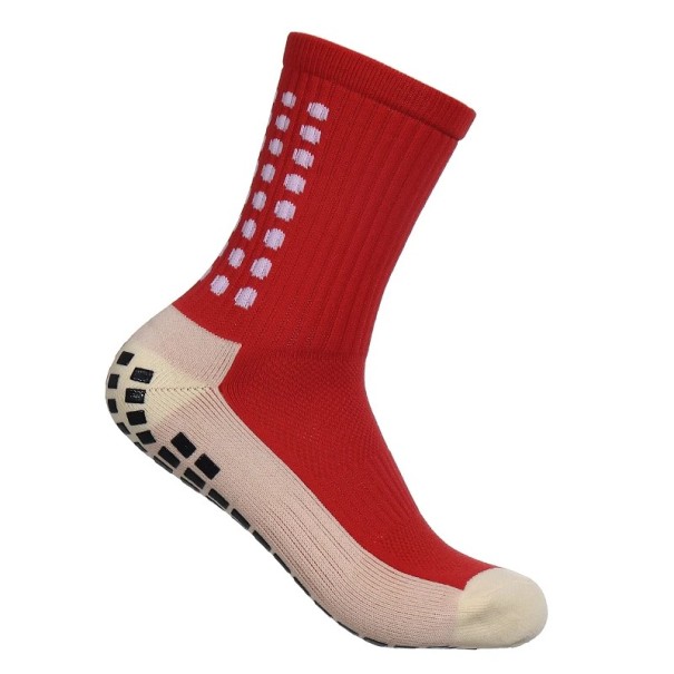 Fotbalové ponožky 38-45 EUR unisex sportovní protiskluzové prodyšné ponožky na běhání elastické ponožky do půlky lýtek červená