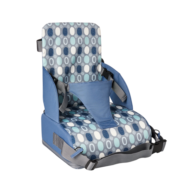 Fotelik podwyższający dla dziecka 43 x 25 x 30 cm Fotelik podróżny PU do krzesła kuchennego Wzór niebieskich pierścieni Pasy bezpieczeństwa Przenośny 1