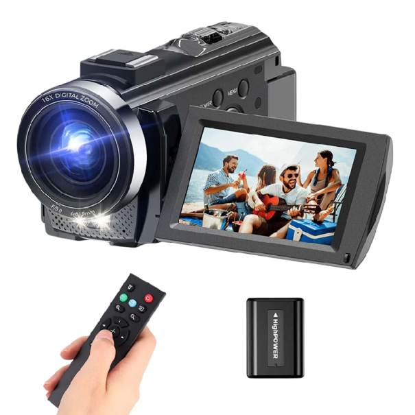 Fotocamera digitale con display LCD rotante da 3" 1080p 15 FPS 24M JPEG Risoluzione Telecomando Borsa Batteria ricaricabile 13 x 6,4 x 5,7 cm 1