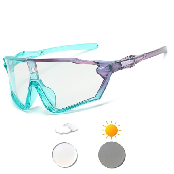 Fotochromatyczne okulary rowerowe UV400 154 mm soczewki PC kolorowe oprawki MTB biegowe sportowe okulary przeciwsłoneczne fioletowy