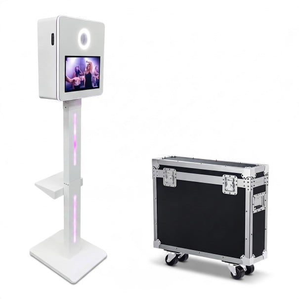 Fotohokje voor spiegelreflexcamera Touchscreen RGB verlichting met afstandsbediening Hoogte 166 cm Metaal Voor bruiloften en feesten wit