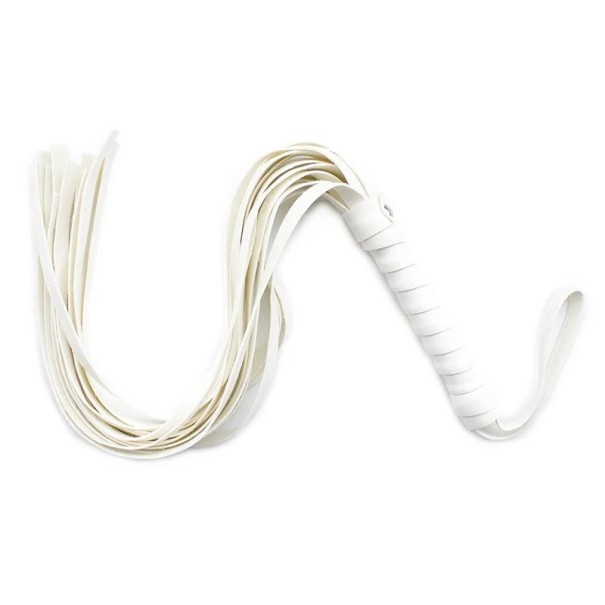 Fouets en simili cuir avec des franges longues pour fessées et jeux BDSM sensuels contrôle léger emballage discret BDSM blanc