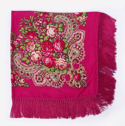 Foulard da donna con fiori J3277 rosa scuro