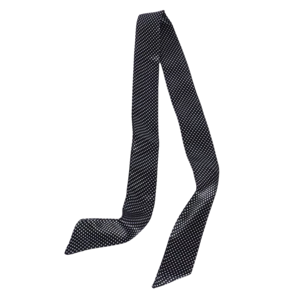 Foulard da donna retro a pois 4 × 100 cm Accessorio multifunzionale lungo e sottile per la testa Fascia per capelli Decorazione per borsa nero