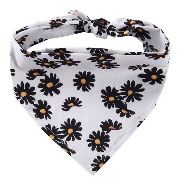 Foulard pour chiens avec des fleurs blanc S