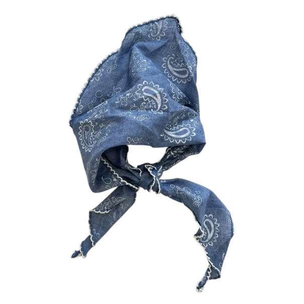 Foulard triangulaire fleuri romantique 90 x 29 cm pour le cou Écharpe d'été Bandeau Ruban à cheveux Foulards pour femmes Quatre saisons bleu