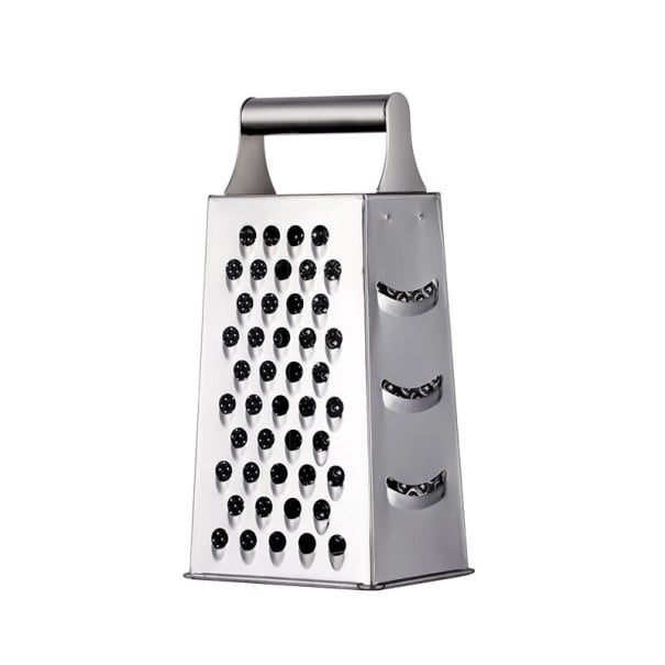 Four-Sided Stainless Steel Grater with Handle for Vegetables Coarse and Fine Grating and Slicing 23.7 x 10.5 x 8 cm silver