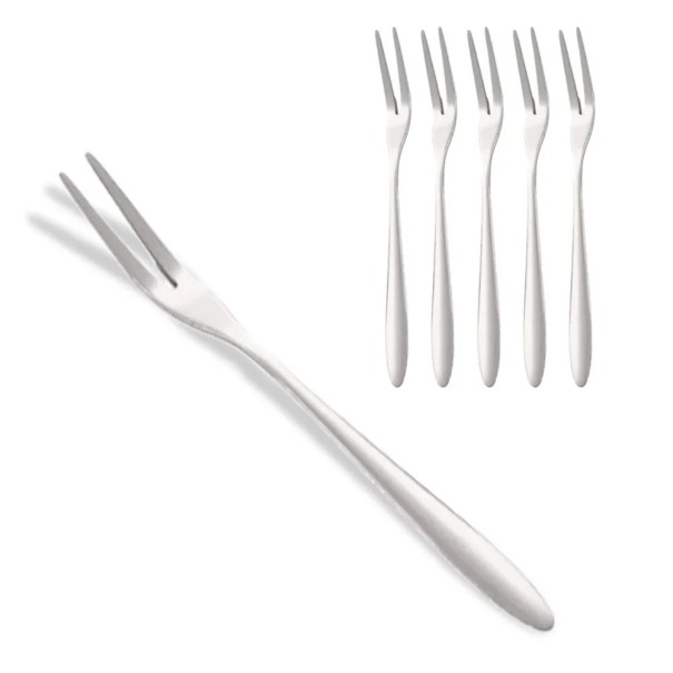 Fourchettes à fruits en acier inoxydable de 13,1 cm en or ou en argent, petites fourchettes pour fruits, gâteaux, desserts, accessoires de cuisine multifonctionnels, 6 pièces argenté