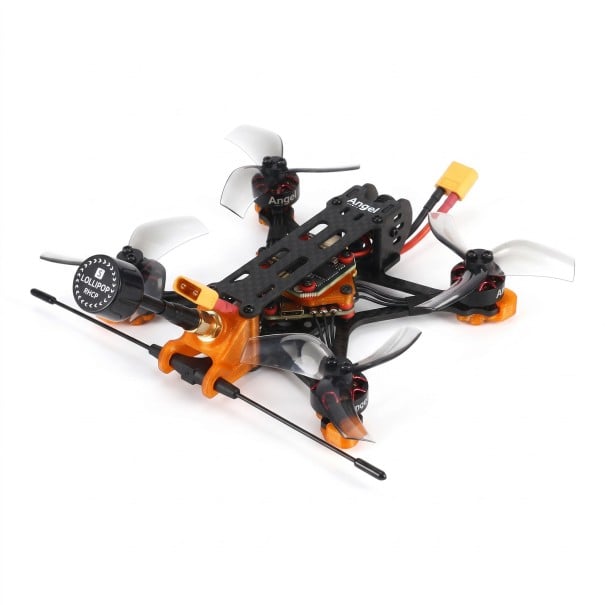 FPV droni Angel25 BNF ELRS 915 MHz Vastaanotinantenni pidikkeessä Moottorit 1404 Videoantenni Lollipop RHCP PC-osat Musta-oranssi 1