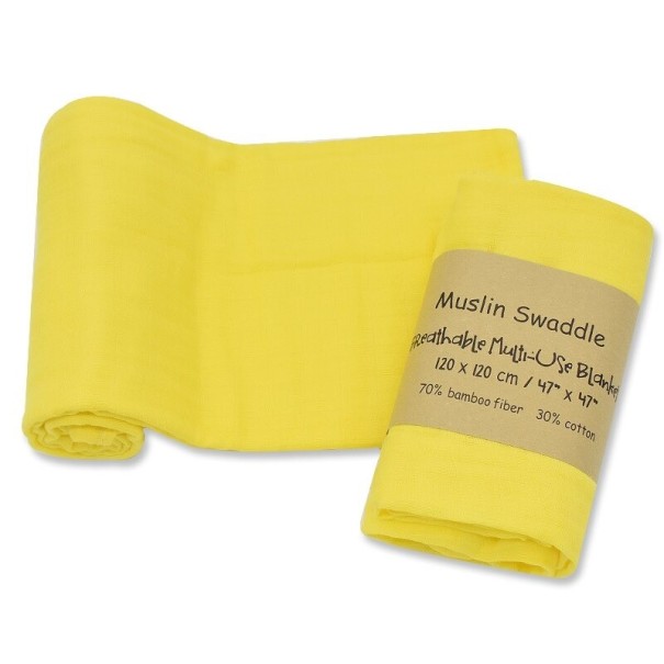 Fralda envolvente para bebés 120 x 120 cm E457 amarelo