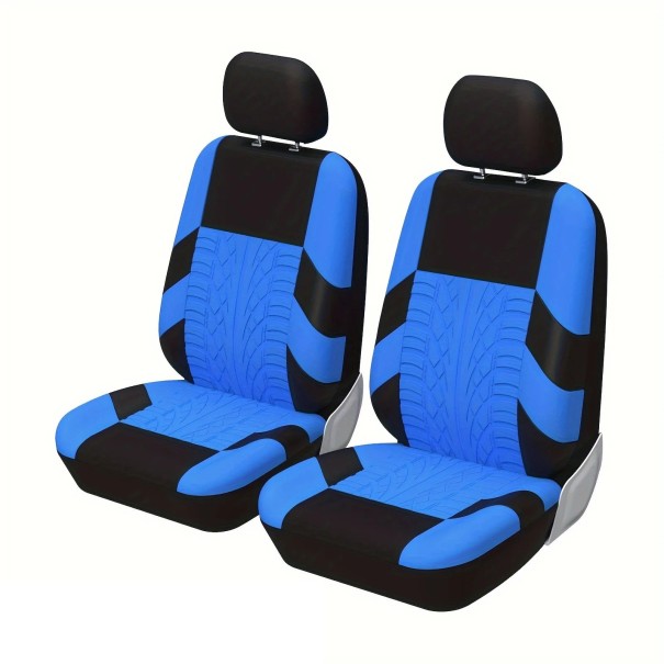 Framsätesöverdrag för bil Set med 2 däcktryck Design Skyddsöverdrag för bilstolar Polyester Snyggt mönster Lätt att underhålla Airbag-kompatibel blå