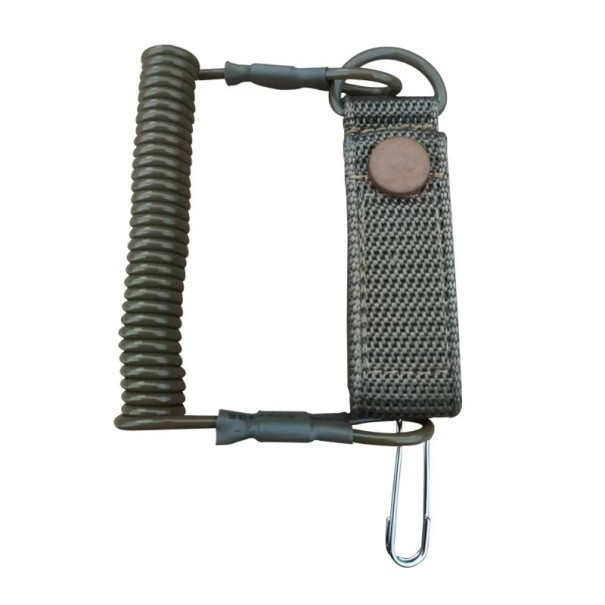 Frânghie cu arc pentru chei și arme, suport spiralat de securitate antifurt cu carabină, culori neutre, atașare la echipament, vânătoare, drumeții verde armată