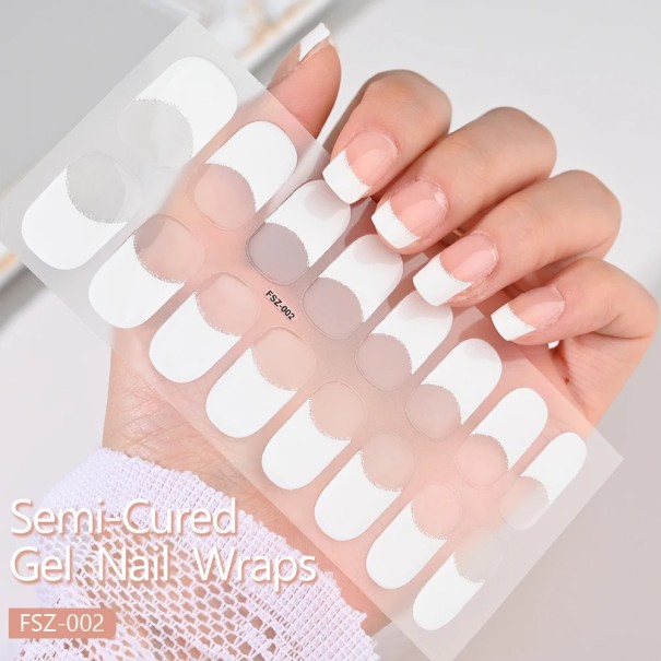 Franse UV semi-prepared gel nagelfolies 16 stuks witte of roze kleur LED-uithardingstapes voor nagelverlenging wit
