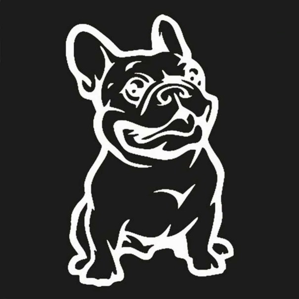 Fransk bulldog bilklistermærke hvid