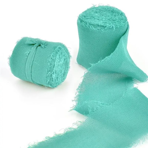 Frayed Chiffon Ribbon 5 m Decorative Ribbon for Gifts Vintage Ribbon for Wedding Decoration Handmade Crafting Creative Arranging Elegant Decorations turquoise