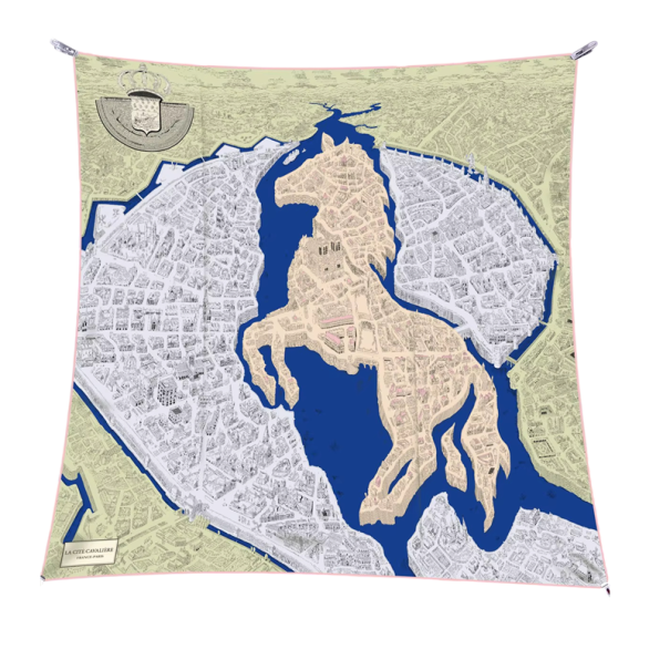 French Elegance with Horse Motif Women's Square Scarf Multifunctional for Head Neck Hair Body Fashion Trend Four Seasons blue