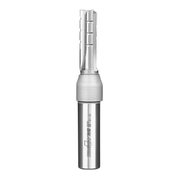 Fresa TCT de tres filos 10 x 30 mm Recta para ranuras Vástago de 1/2 pulgada 12,7 mm Carburo Fresadora superior y CNC Plateada Madera y aglomerado 1
