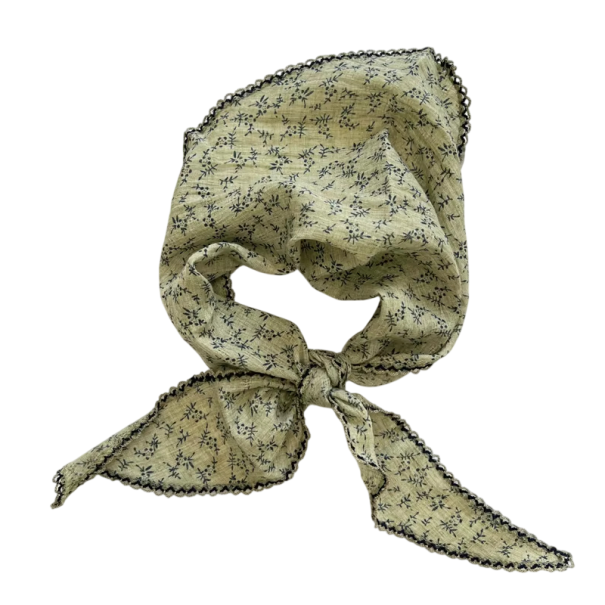 Fresca bufanda floral de 90 x 29 cm para el cuello, envoltura triangular para el cabello, diadema, cinta para el cabello, bufandas para mujeres, moda verde