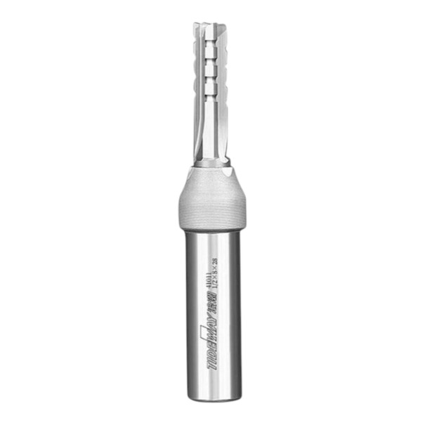 Fréza na polodrážky a drážky 8 x 28 mm Trojbřitá TCT Stopka 12,7 mm 1/2 palce Tvrdokov Rovná CNC fréza Stříbrná Dřevo a dřevotříska 1