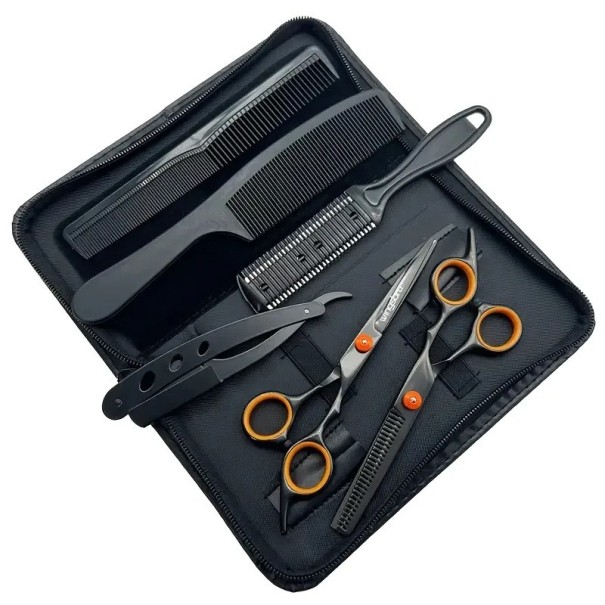 Friseurset Schneide- und Effilierschere Professionelle Haarstyling-Tools Friseurwerkzeuge für Zuhause und den Salon orange