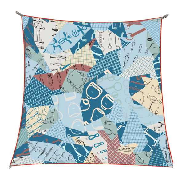 Fröhlicher quadratischer Damen-Schal Multifunktionales Modeaccessoire Französischer Stil für Kopf, Hals, Haare, Körper Trend für alle vier Jahreszeiten blau