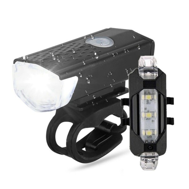 Front and Rear Bicycle Light Set of 2 white