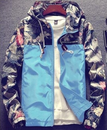 Frühlings-/Herbst-Blumenjacke für Herren J937 hellblau XXL