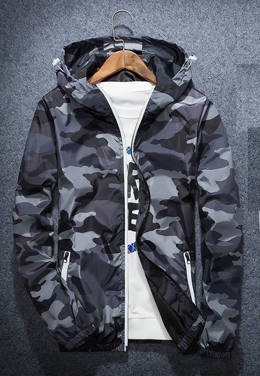 Frühlings-/Herbst-Camouflagejacke für Herren J2597 grau XS