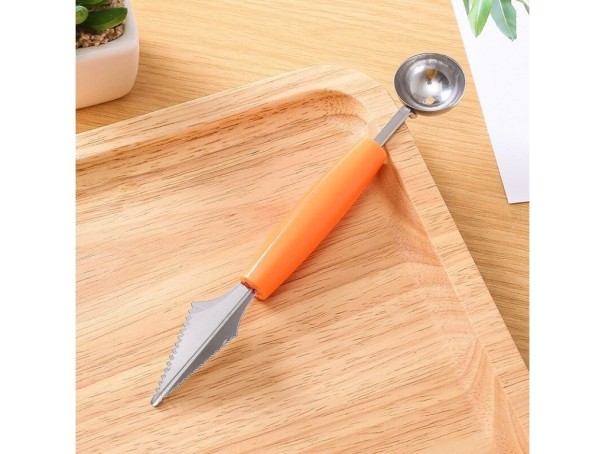 Fruktkniv med sked 2 i 1 orange