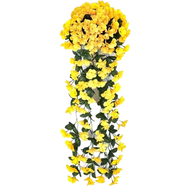 Függő művirág 2 db Dekoratív művirág 75 cm sárga