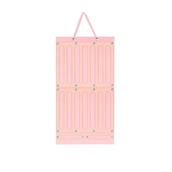 Függőleges tároló hajkiegészítőknek tárolószalagokkal 66 × 35 cm filcből készült rózsaszín falra akasztható tároló csatoknak, gumiszalagoknak 1