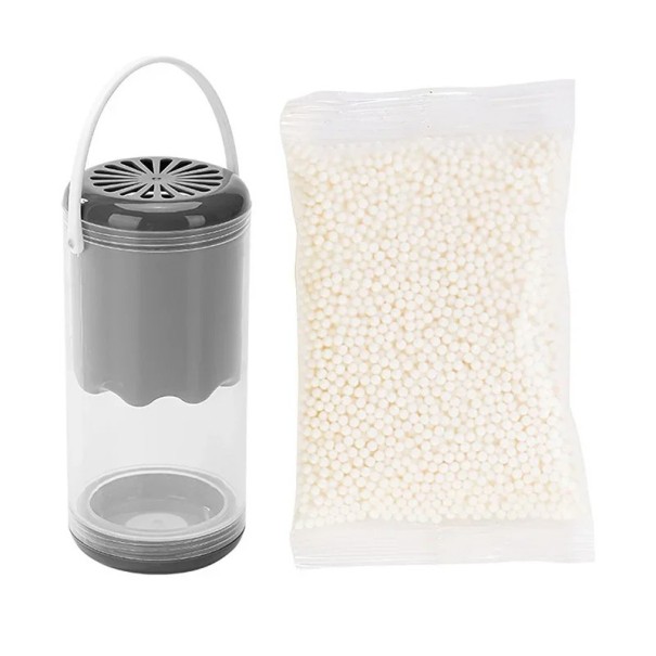 Fuktabsorberande skåp 6 x 13,3 cm Grå avfuktare med gardin Utbytbar påfyllning med aromatiska tabletter Mot mögel och lukt 1