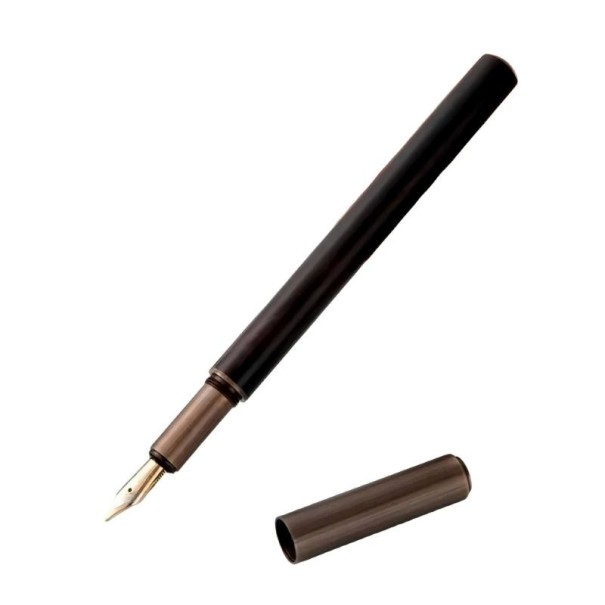 Füllfederhalter im Retro-Stil 0,5 mm Holz bronzene Ausführung Kalligraphie Schreiben Tintenfüller Büro Schulgebrauch schwarz