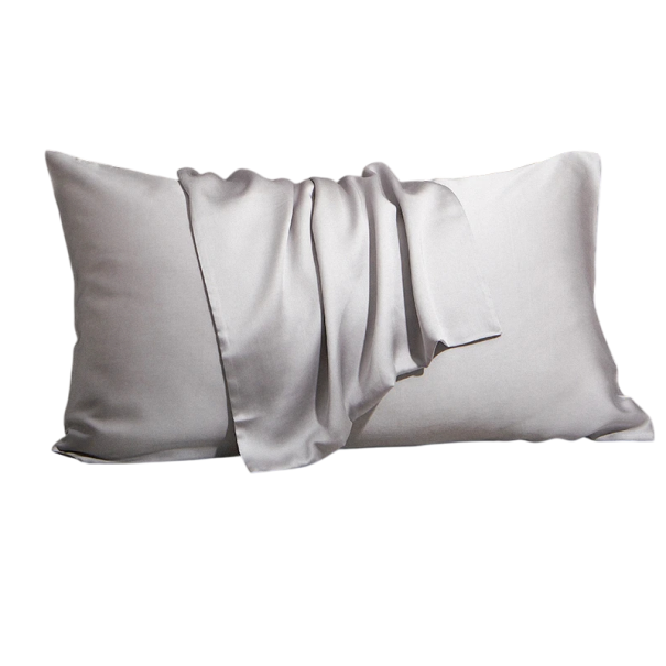 Funda de almohada de seda morera auténtica 48 x 74 cm Material suave y lujoso Cuidado natural de la piel Acabado elegante Colorido gris claro