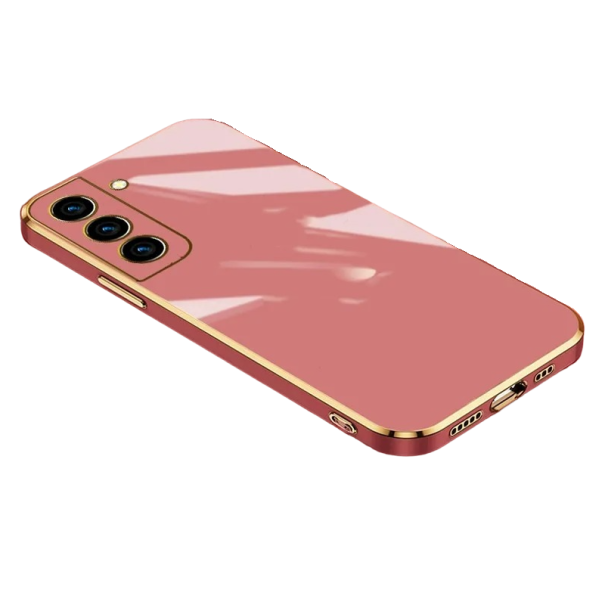 Funda de silicona con borde dorado para Samsung Galaxy S23 rojo