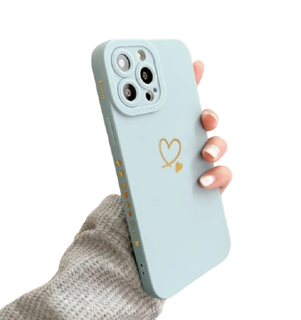 Funda de silicona con corazón para Samsung Galaxy A14 azul claro