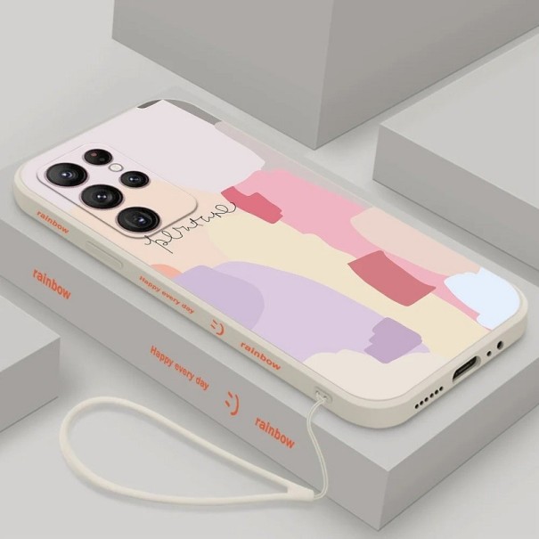 Funda de silicona con motivo abstracto para Samsung Galaxy S23, color blanco 1