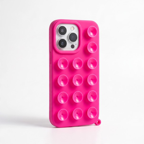 Funda de silicona con ventosas para iPhone 17 Pro Max Antideslizante Se adhiere a superficies lisas Para videos y fotos negro