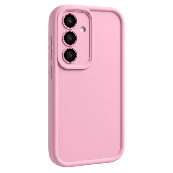 Funda de silicona flexible para Samsung Galaxy A57 Diseño limpio sin patrón Mate Bisel sobre la pantalla Protección elevada para la cámara Para uso diario rosa claro