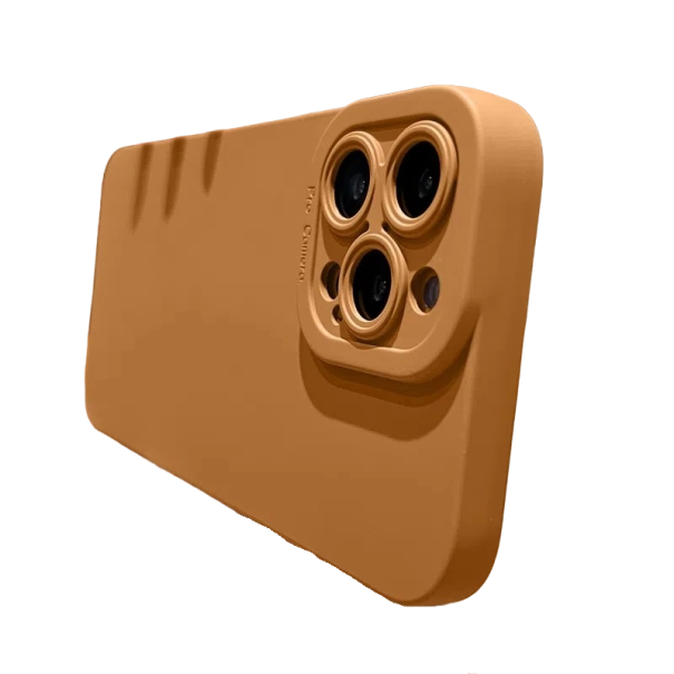 Funda de silicona mate con protección de lente para iPhone 15 Pro Max marrón