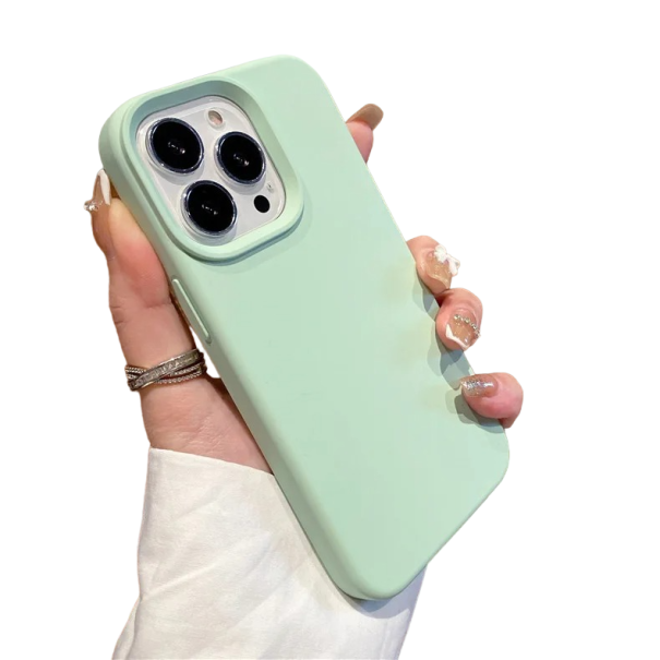 Funda de silicona para iPhone 15 Pro Max verde claro