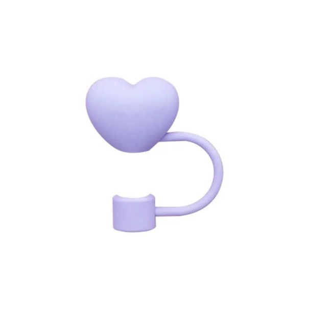 Funda de silicona para pajita con forma de corazón Diámetro 10 mm Protección higiénica para pajitas Tapa elegante Tapa reutilizable Brčko para viajes morado